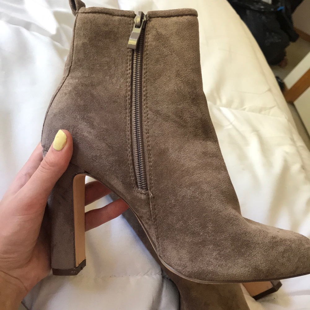 Suede zip up booties